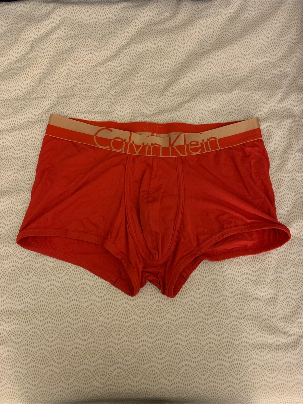 Calvin Klein Red Men's Boxer Briefs with Contrasting Waistband